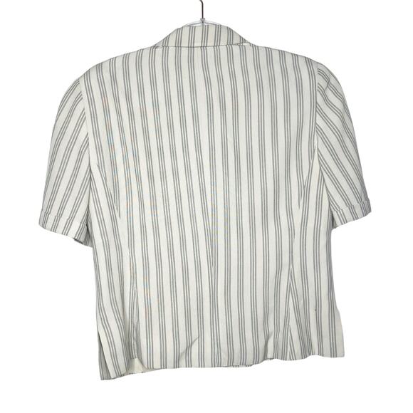 LIZ CLAIBORNE Striped Short Sleeve Blazer Double Breasted Beige Black Size 8 - Picture 4 of 9